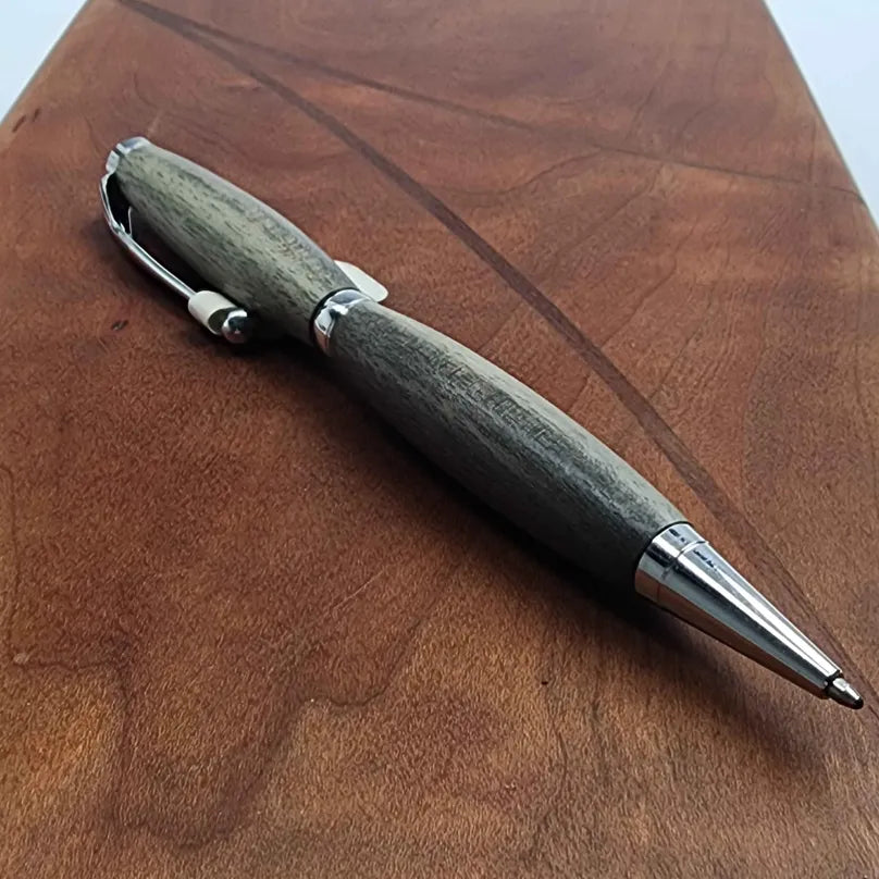 Slimline Rhodium Blue Mahoe Ballpoint Pen
