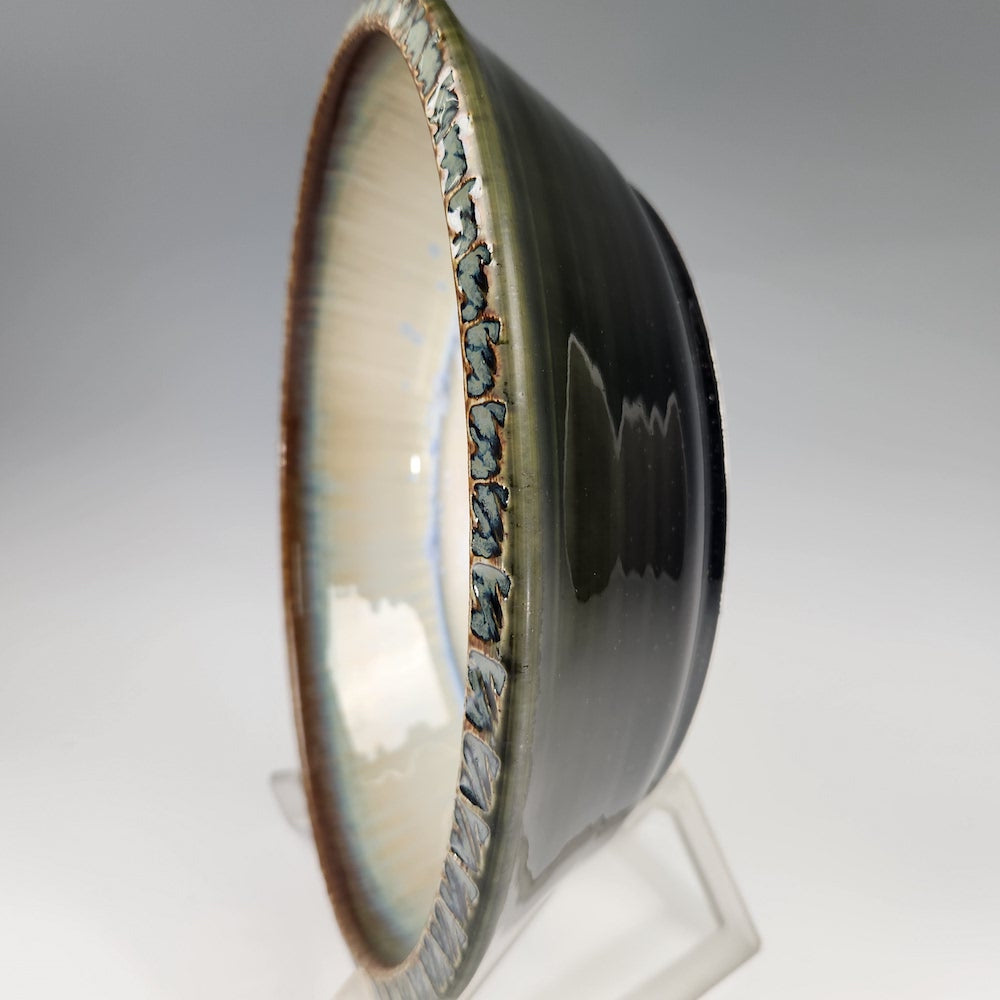 Medium Textured - Rimmed Platter in Dark Olive - Heart of the Home PA