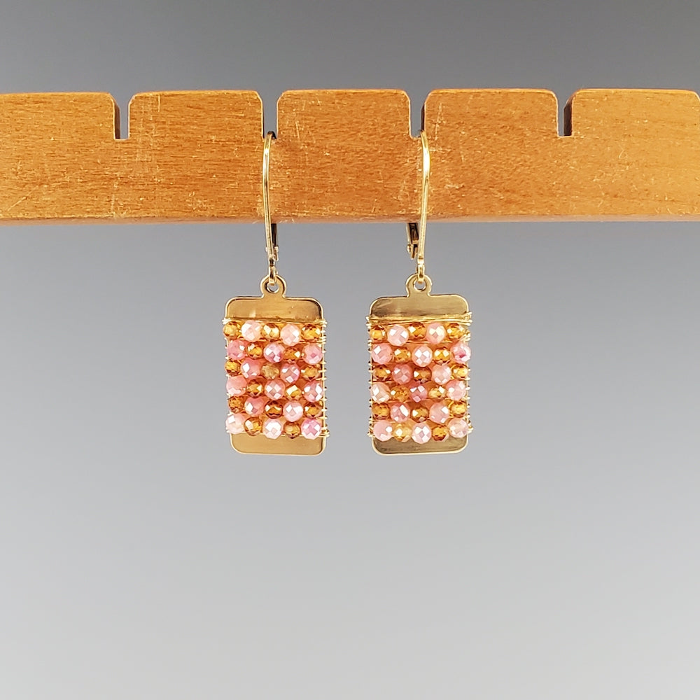 Peach and Garnet Tab Earrings - Heart of the Home LV