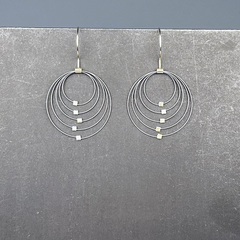 Convergence Hook Earrings in Gunmetal & Silver - Heart of the Home LV