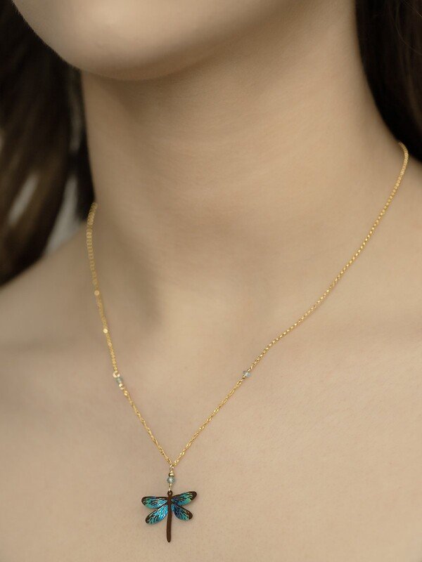Dragonfly Dreams Pendant Necklace in Turquoise Teal - Heart of the Home PA