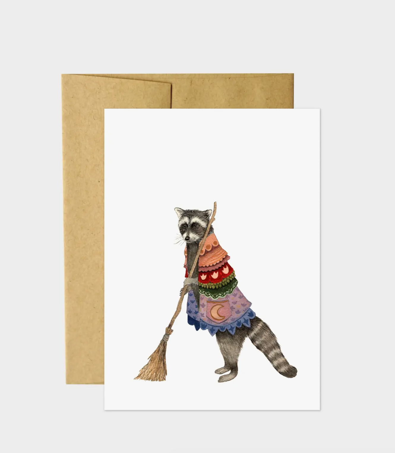 Wanda's Broom Raccoon Card - Heart of the Home LV