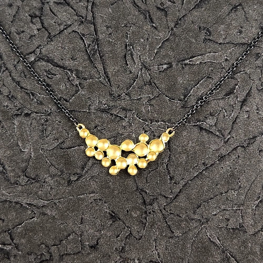 Gold and Oxidized Silver Champagne Crescent Necklace - Heart of the Home LV