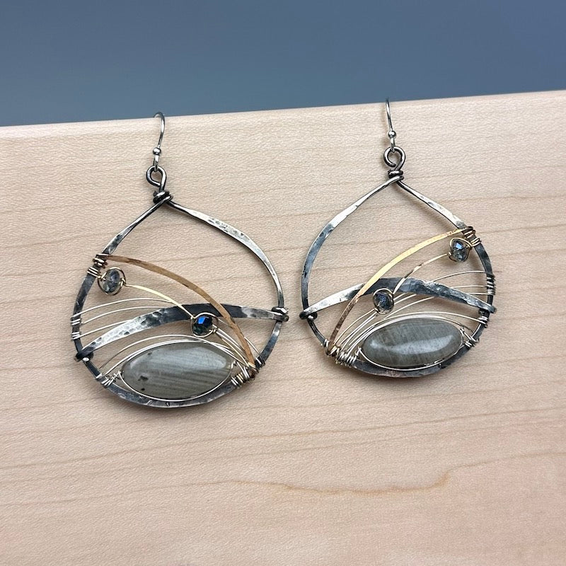 Labradorite Basket Earrings - Heart of the Home Inc