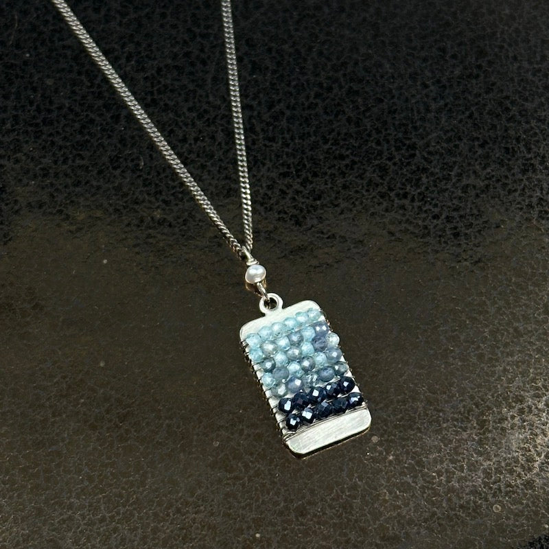 Blue Gemstone Tab Pendant - Heart of the Home Inc