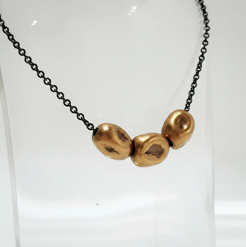 Peony Triple Seed Pendant in Warm Bronze