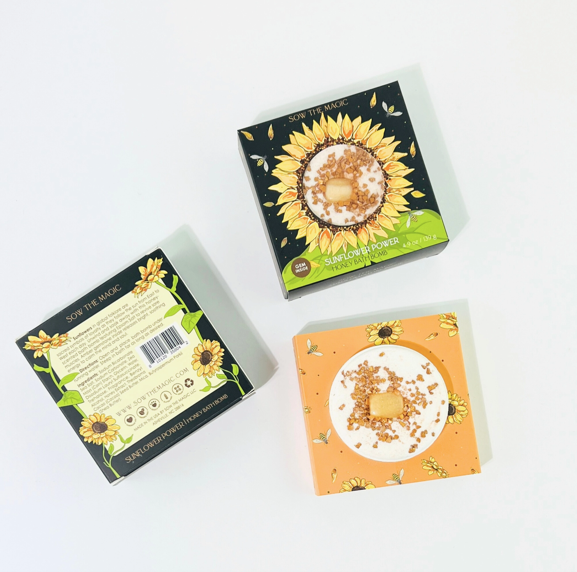 Sunflower Power Honey Bath Bomb With Amber - Heart of the Home Inc