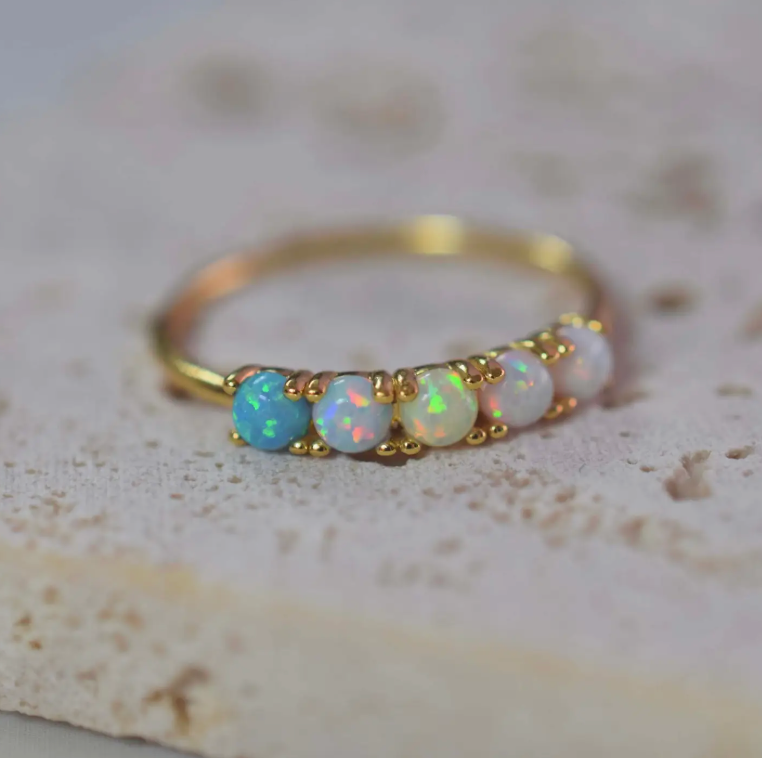 Quinn Opal Ombre Ring in Gold - Size 8 - Heart of the Home Inc