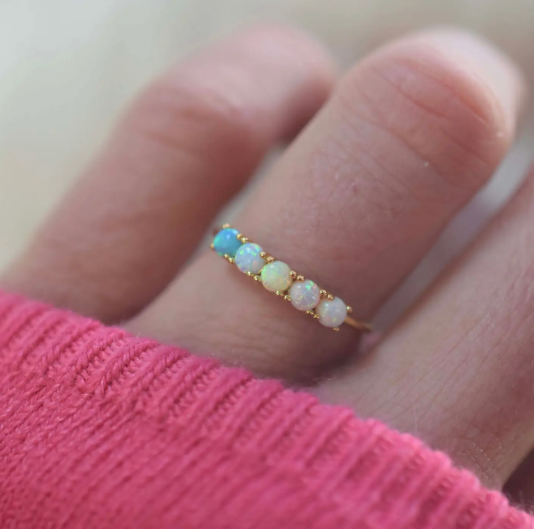 Quinn Opal Ombre Ring in Gold - Size 8 - Heart of the Home Inc