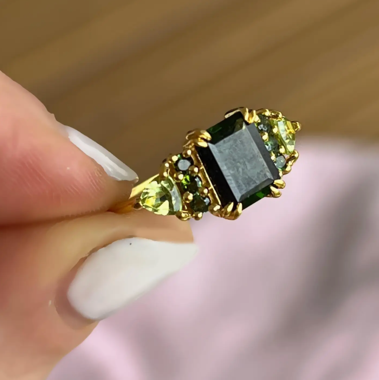 Green With Envy Ring with Topaz and Peridot in Gold - Heart of the Home Inc