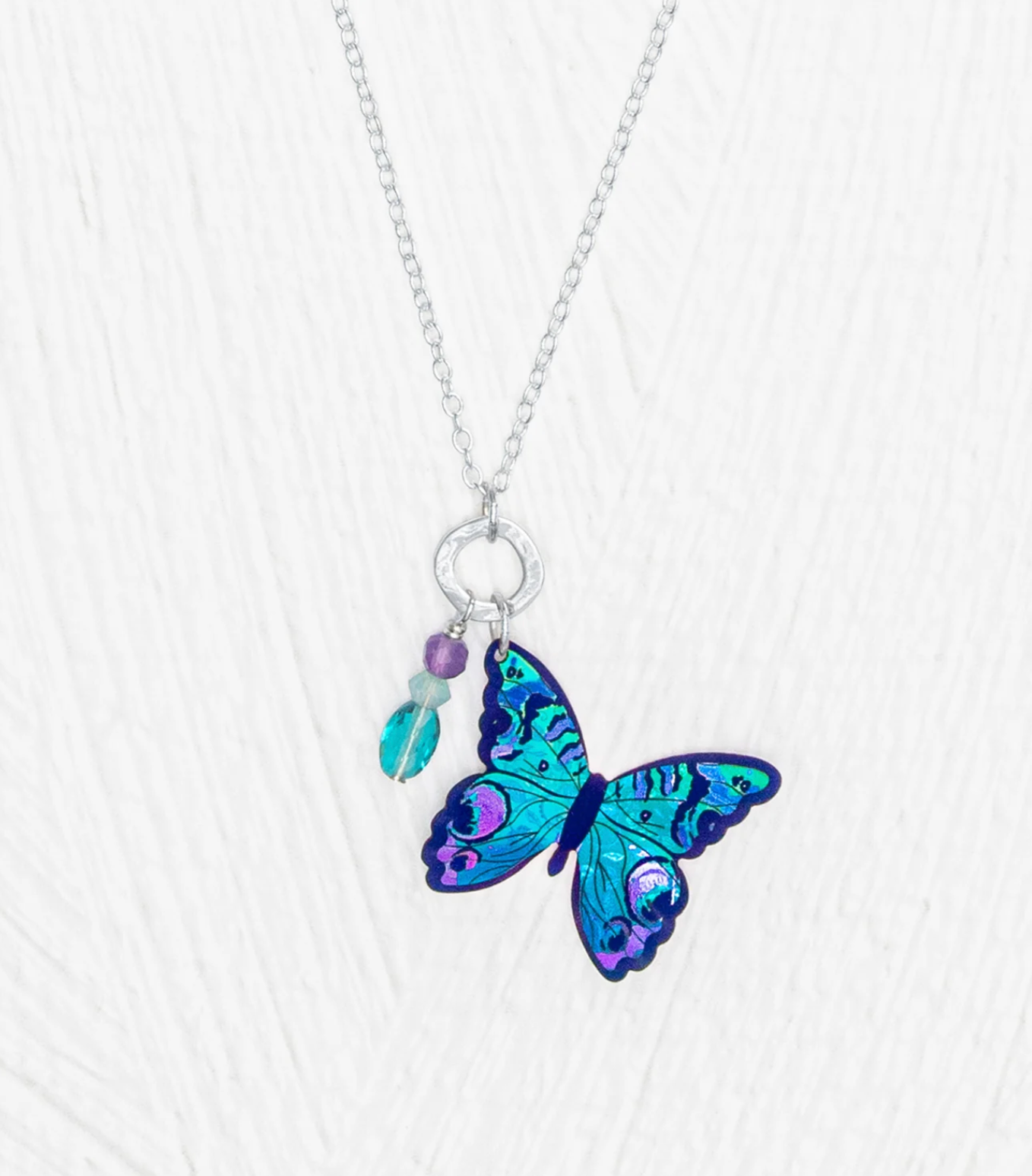 Mariposa Butterfly Charm Pendant in Calypso Blue