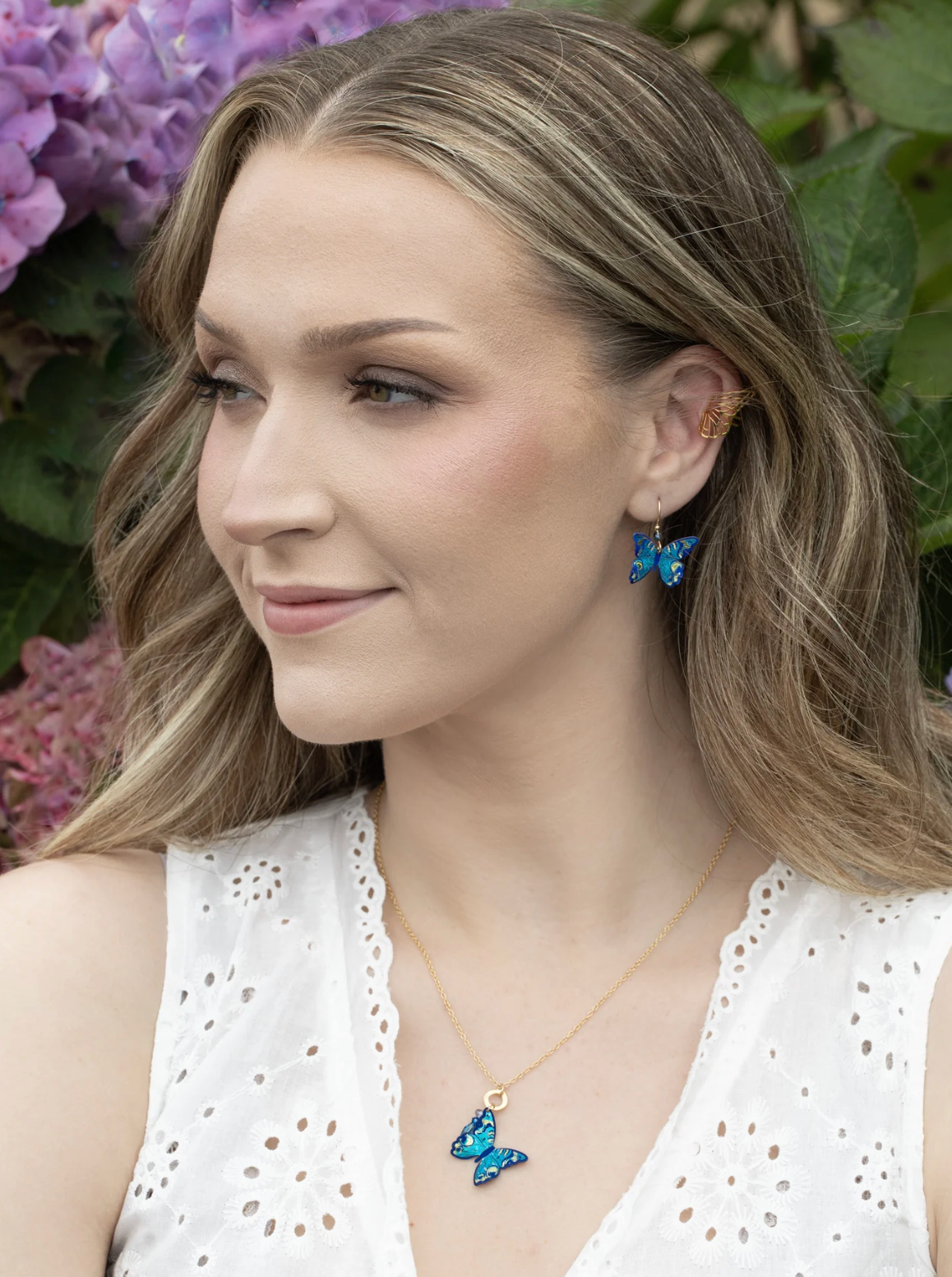 Mariposa Butterfly Charm Pendant in Calypso Blue