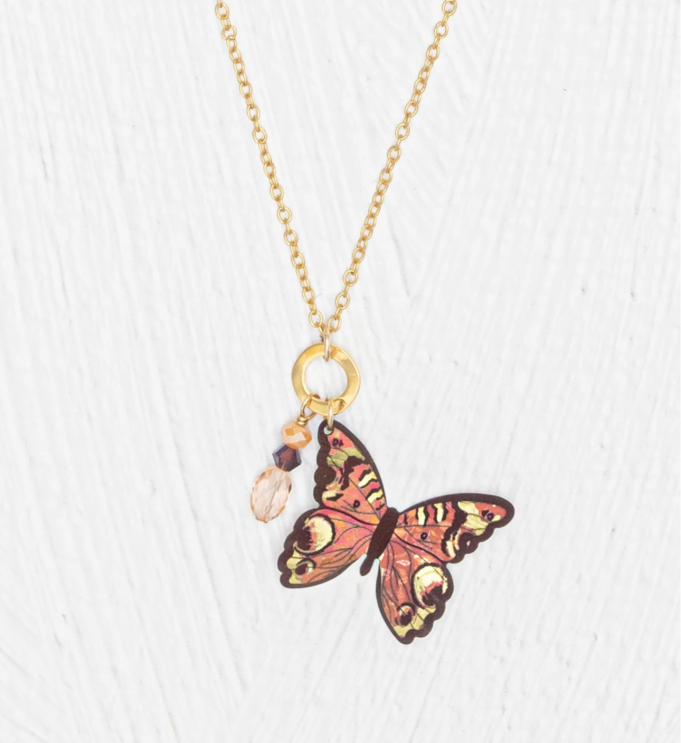 Mariposa Butterfly Charm Pendant in Living Coral