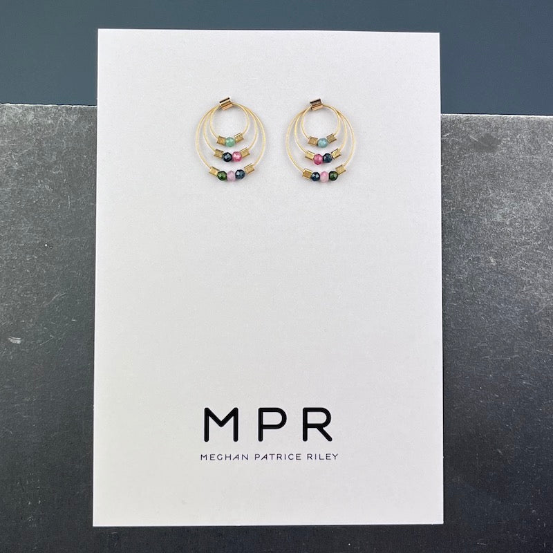 Trinity Post Earring in Tourmaline & Gold - Heart of the Home LV