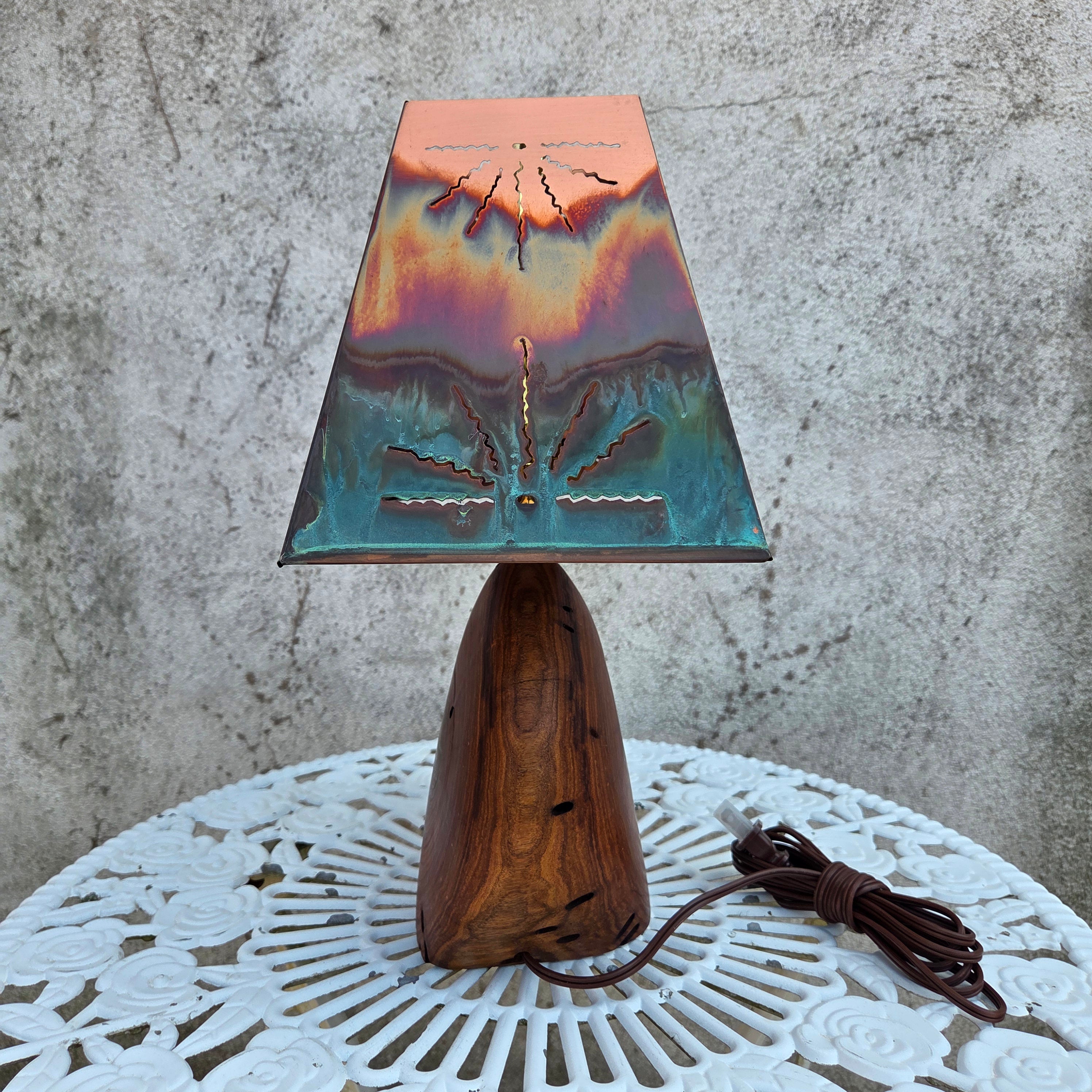 Mesquite & Turquoise Lamp with Sunburst Shade (SL-1 GW) - Heart of the Home Inc