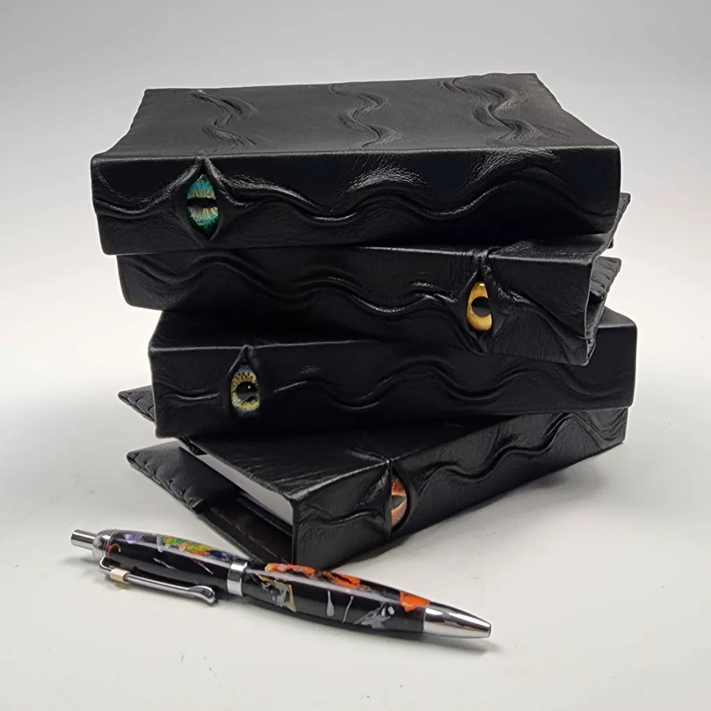Small Sculpted Leather Journal with Spine Eye