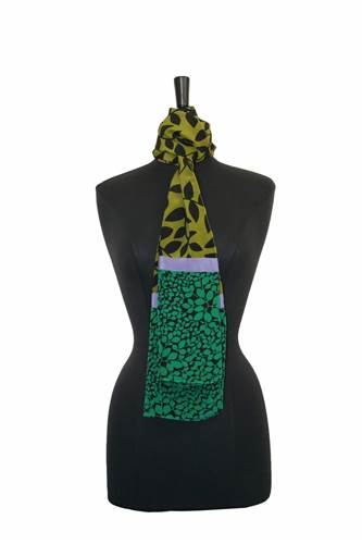Olive Silk Crepe Leaf Scarf - Heart of the Home LV