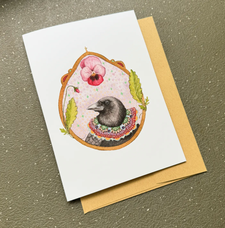 Crow of Pansies Card - Heart of the Home Inc