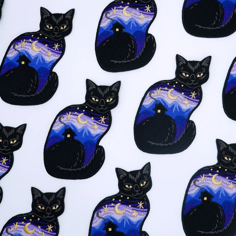 Twilight Cat Embroidered Patch - Heart of the Home Inc