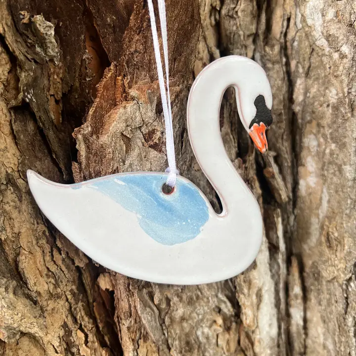 Swan Clay Ornament