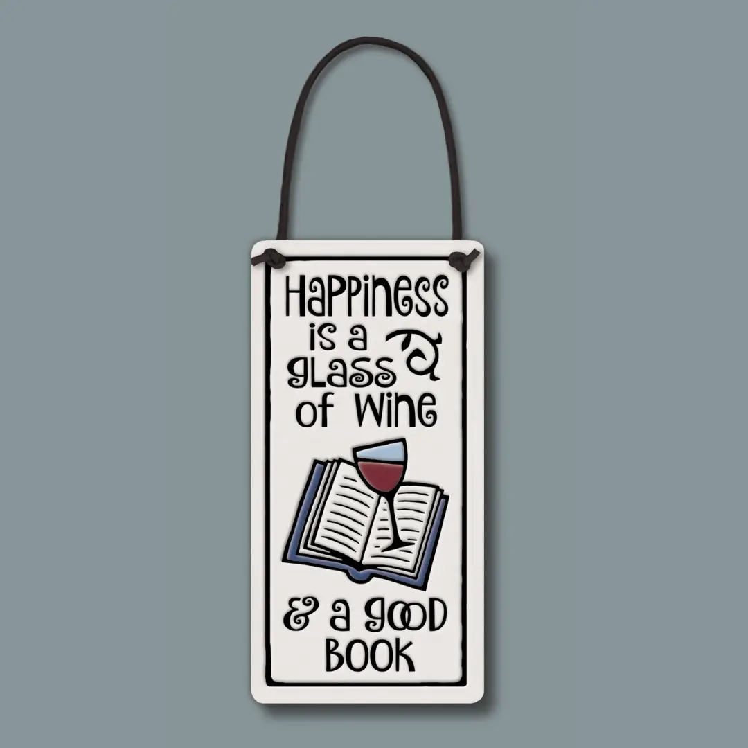 Wine and a Book Ceramic Tag
