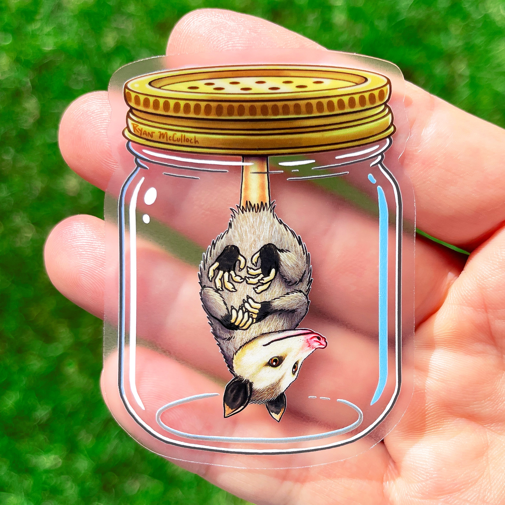 Opossum Jar Clear Vinyl Sticker - Heart of the Home Inc