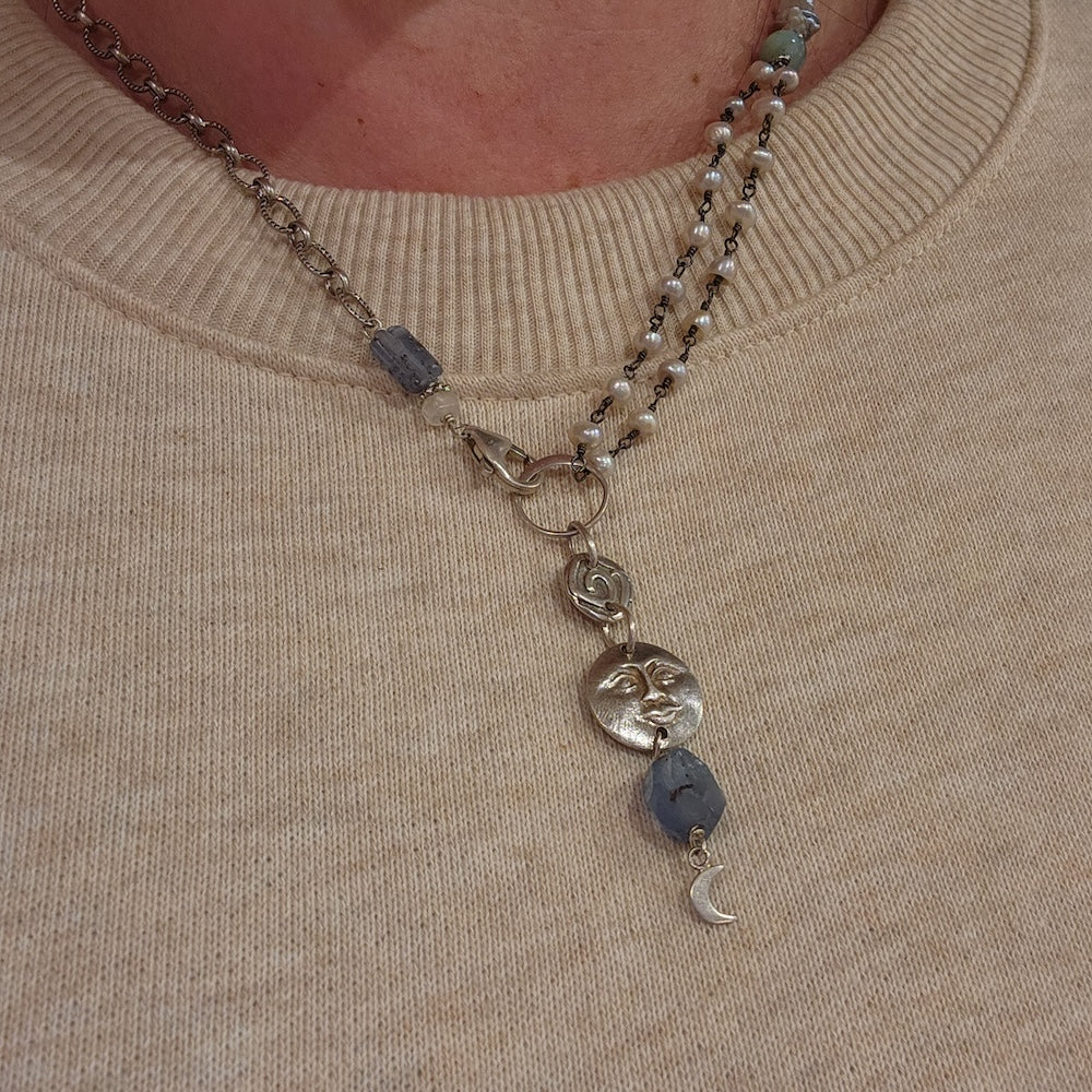 Silver Moonface Necklace - Heart of the Home Inc