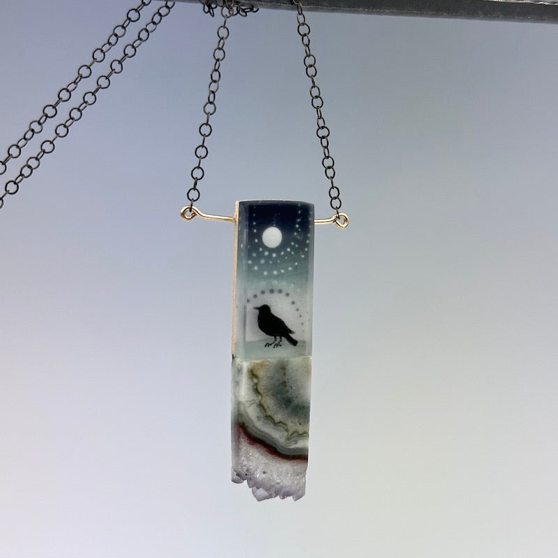 Crow & Moon Necklace - Heart of the Home Inc