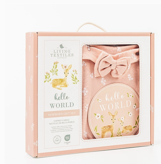 Hello World Swaddle Set - Dusty Rose - Heart of the Home Inc