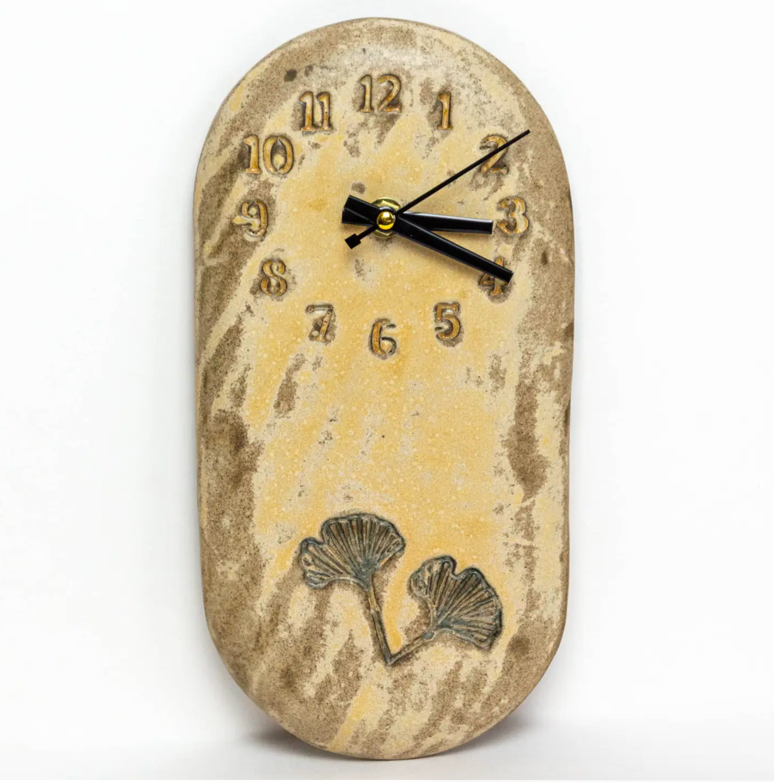 Ginkgo Leaf Design Ceramic Wall Clock - Heart of the Home Inc