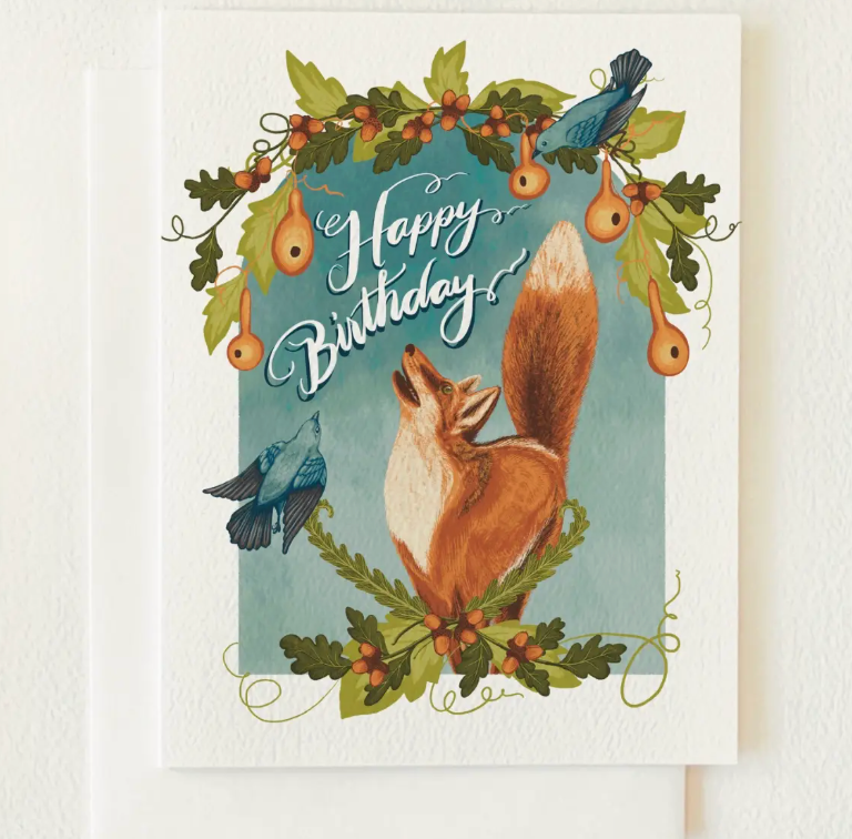 Fox in the Garden Birthday Card - Heart of the Home Inc