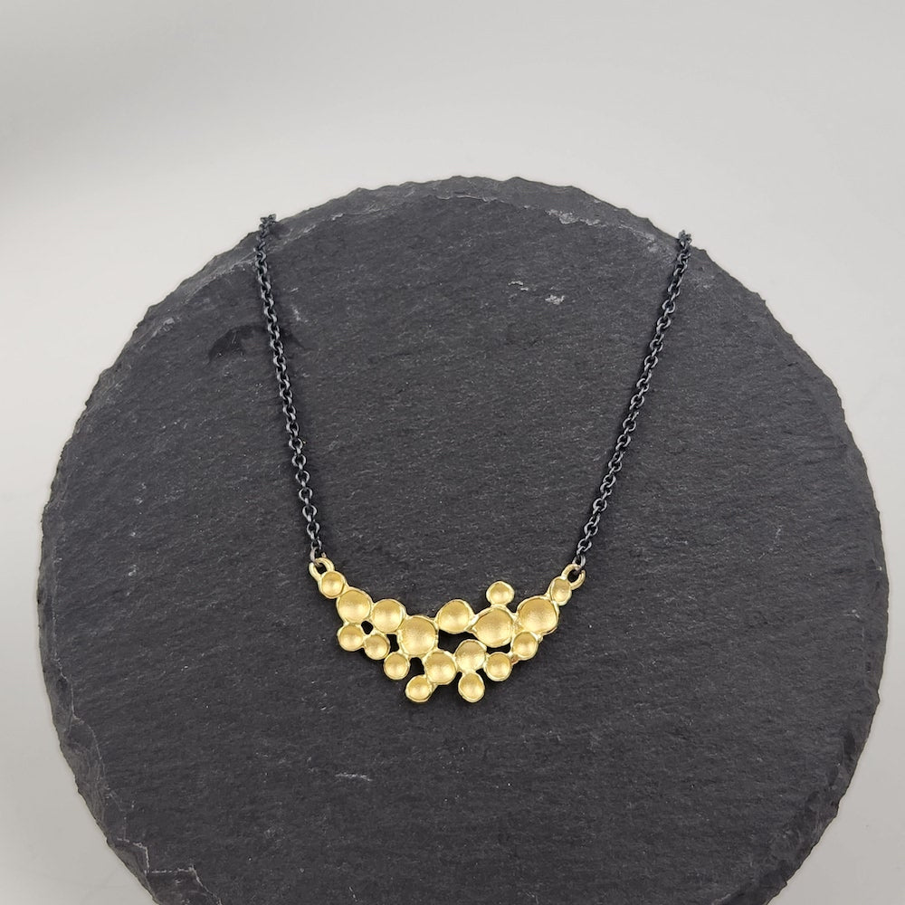 Gold and Oxidized Silver Champagne Crescent Necklace - Heart of the Home LV