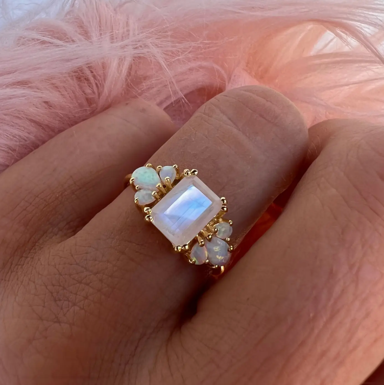 Empress Moonstone Ring in Gold - Size 7 - Heart of the Home Inc