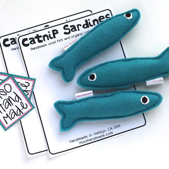 Wool Catnip Sardine Toys - Heart of the Home Inc