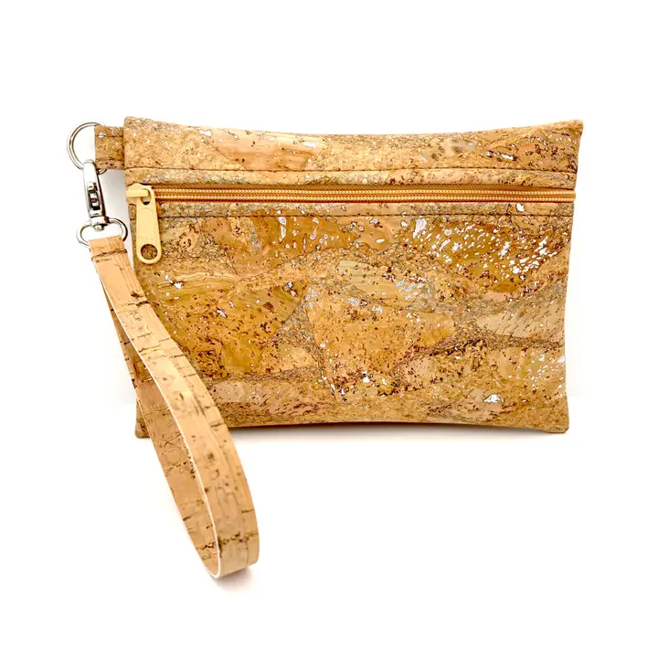 Silver Splash Small Cork Wristlet Pouch - Heart of the Home LV