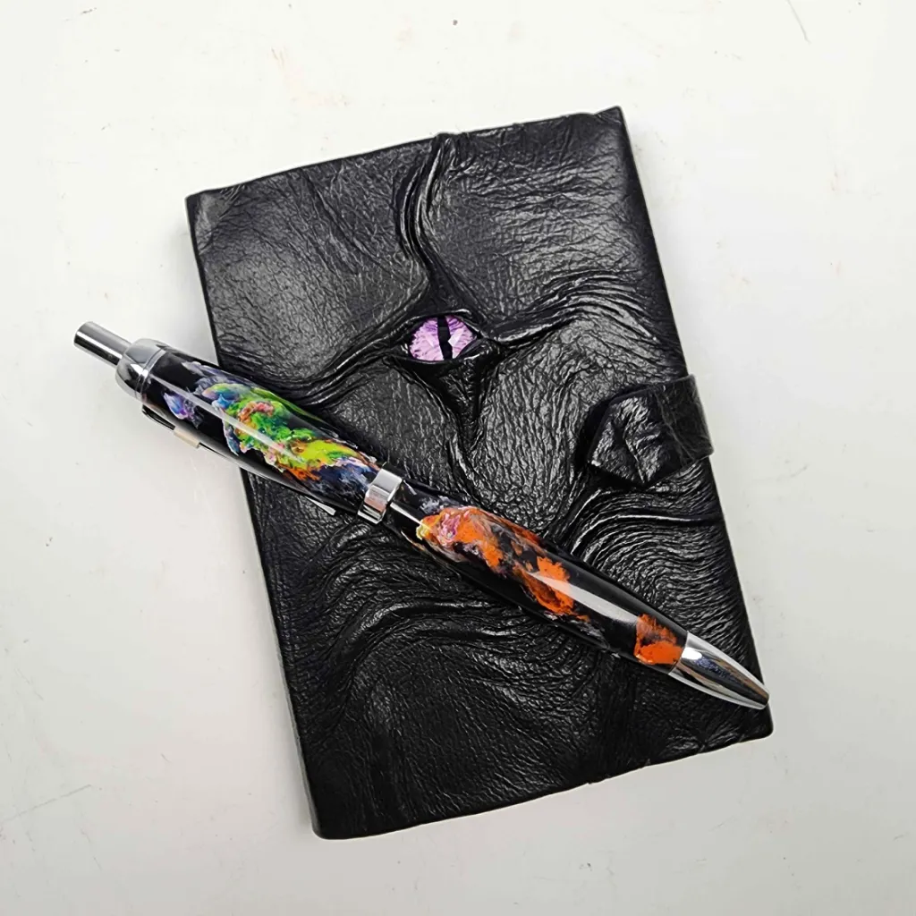 Mini Sculpted Leather Notebook Cover with Eye