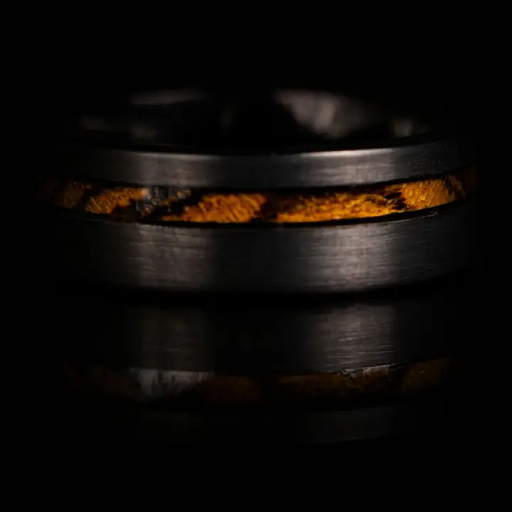 Zebrawood Inlay Black Tungsten Carbide Ring
