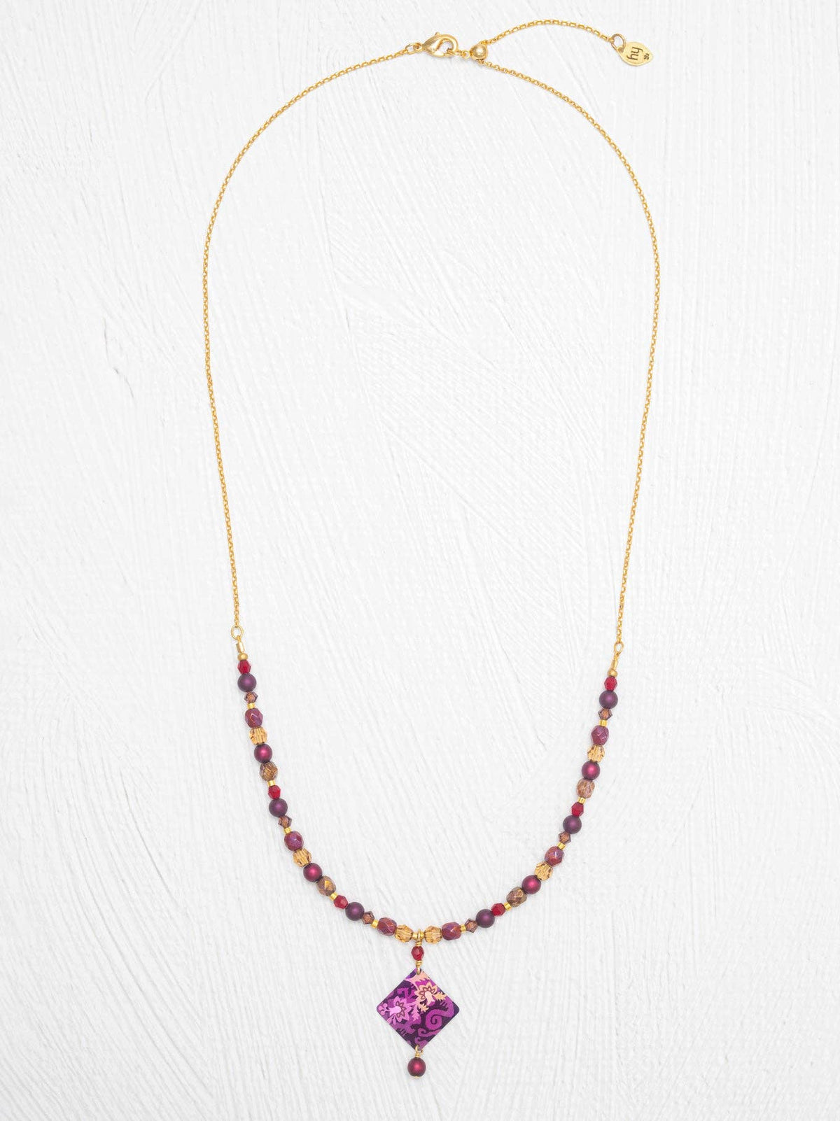 Garden Soiree Beaded Necklace in Vintage Burgundy - Heart of the Home Inc