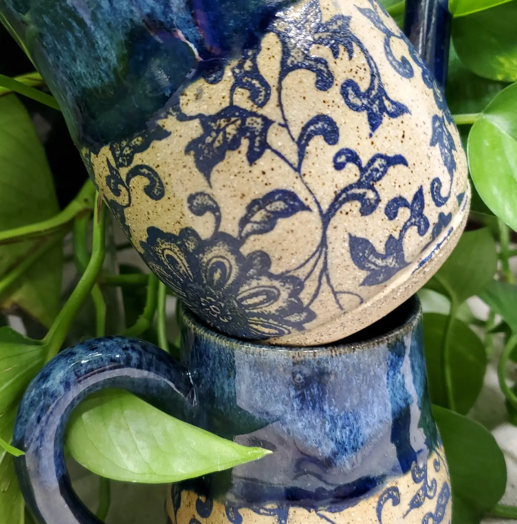 Rustic Victorian Blue Floral Mug - Heart of the Home Inc
