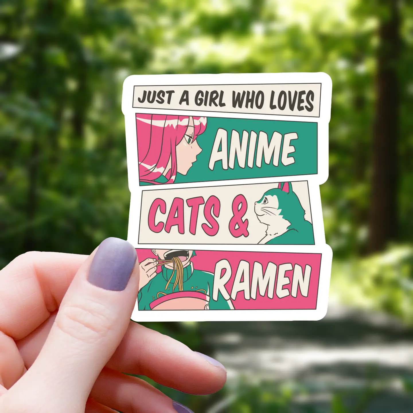 Just A Girl Cats Anime Ramen Sticker - Heart of the Home LV