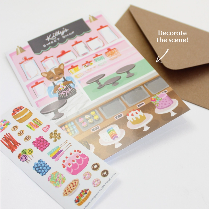 Kitty's Bake Shop Sticker Scene Card - Heart of the Home Inc