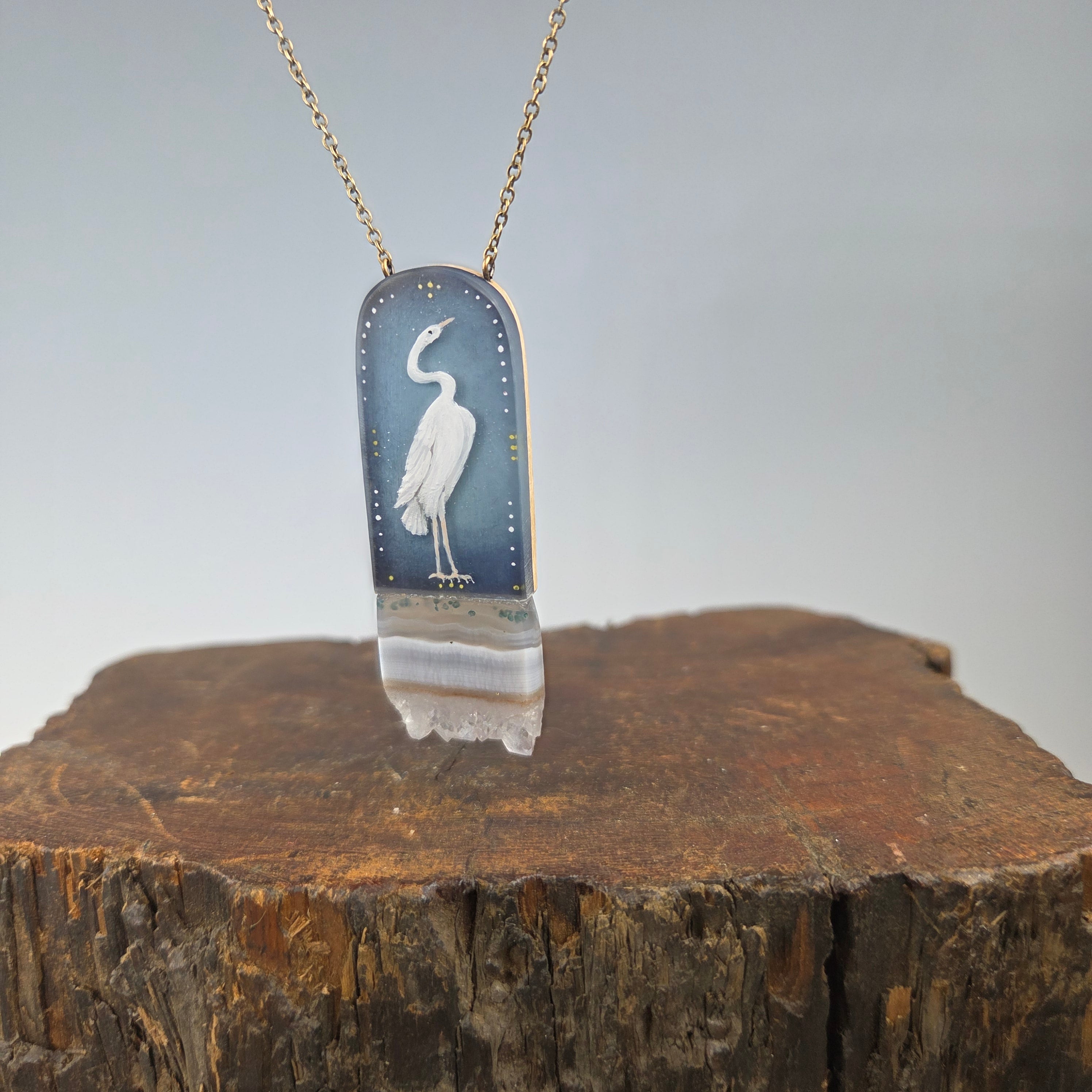 Heron Crystal Necklace
