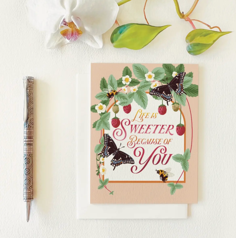 Strawberry Love Blank Card - Heart of the Home Inc