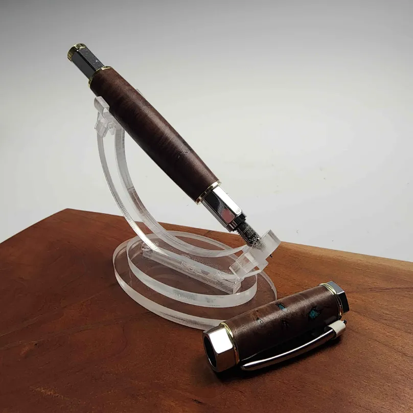 Red River Burlwood with Turqouise Fountain Pen