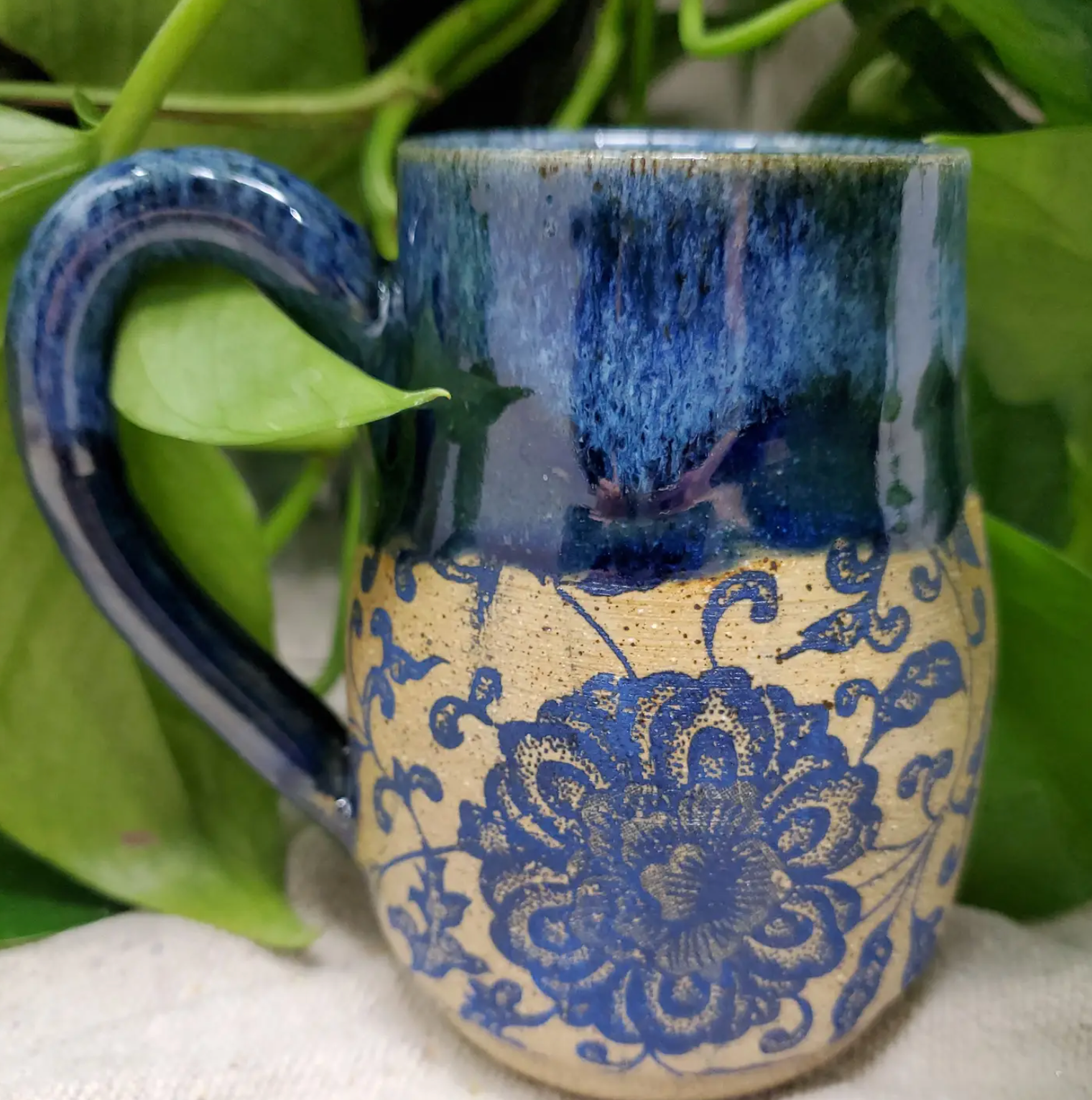 Rustic Victorian Blue Floral Mug - Heart of the Home Inc
