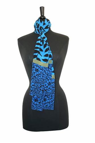 Blue Silk Crepe Leaf Scarf - Heart of the Home LV