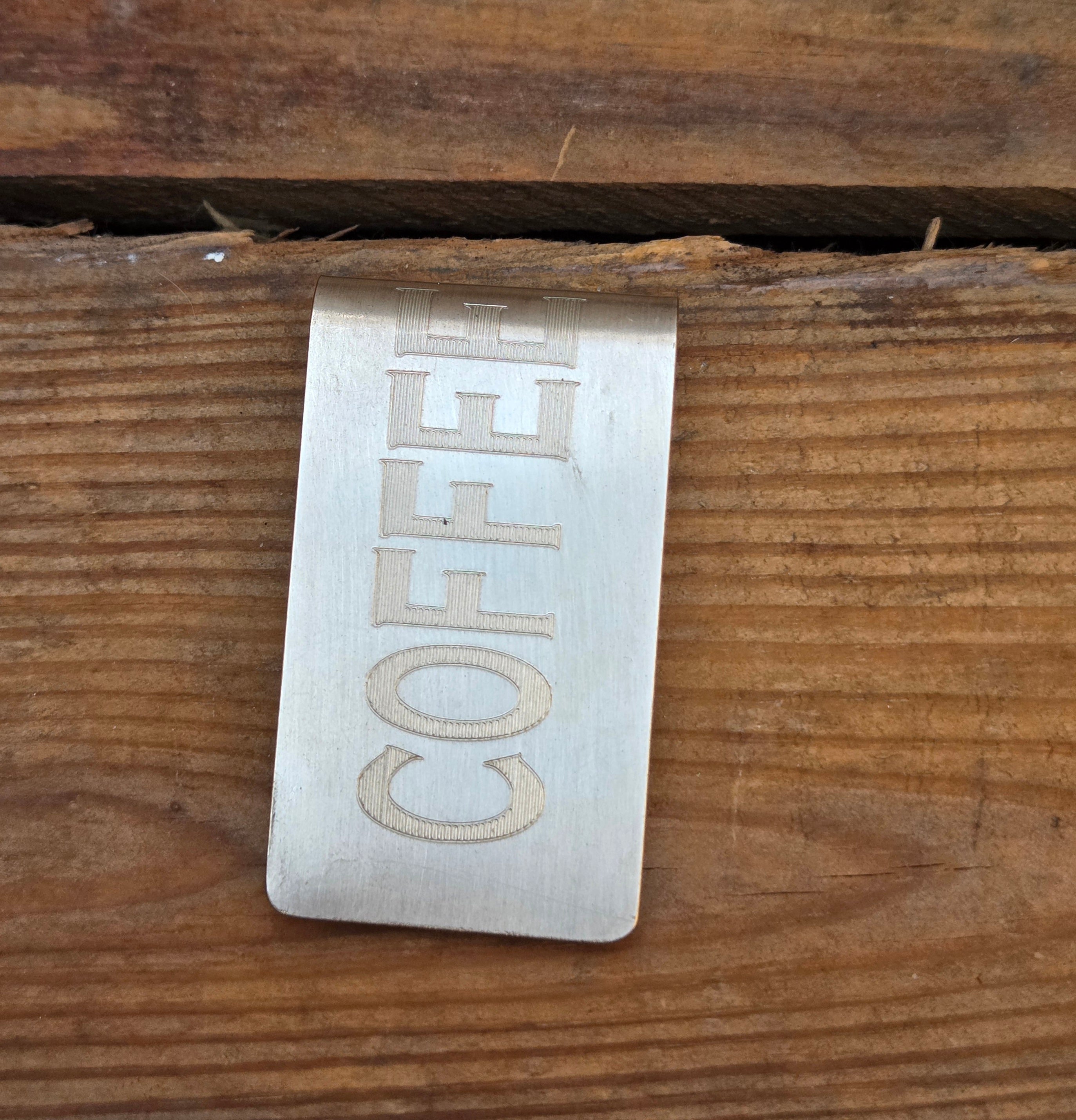 Antique Machine Plate Moneyclip - COFFEE