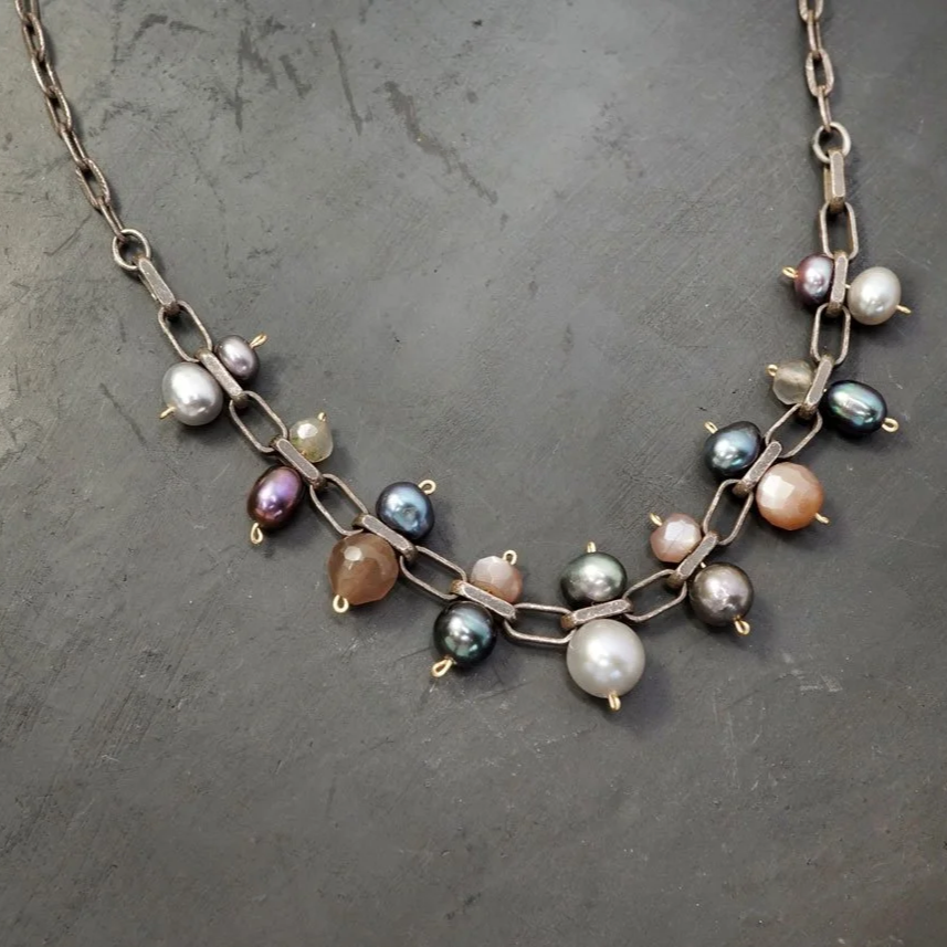Pearl & Moonstone Studded Chain - Heart of the Home Inc
