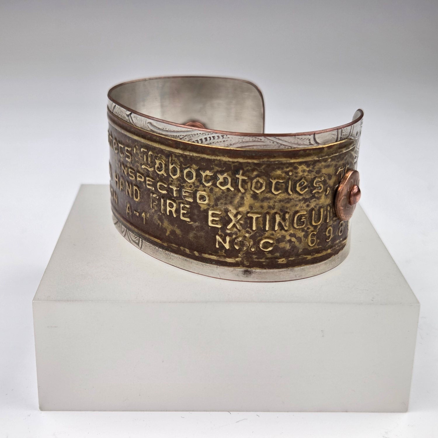 "Underwriters' Laboratory" Machine Plate Cuff Bracelet - Heart of the Home Inc