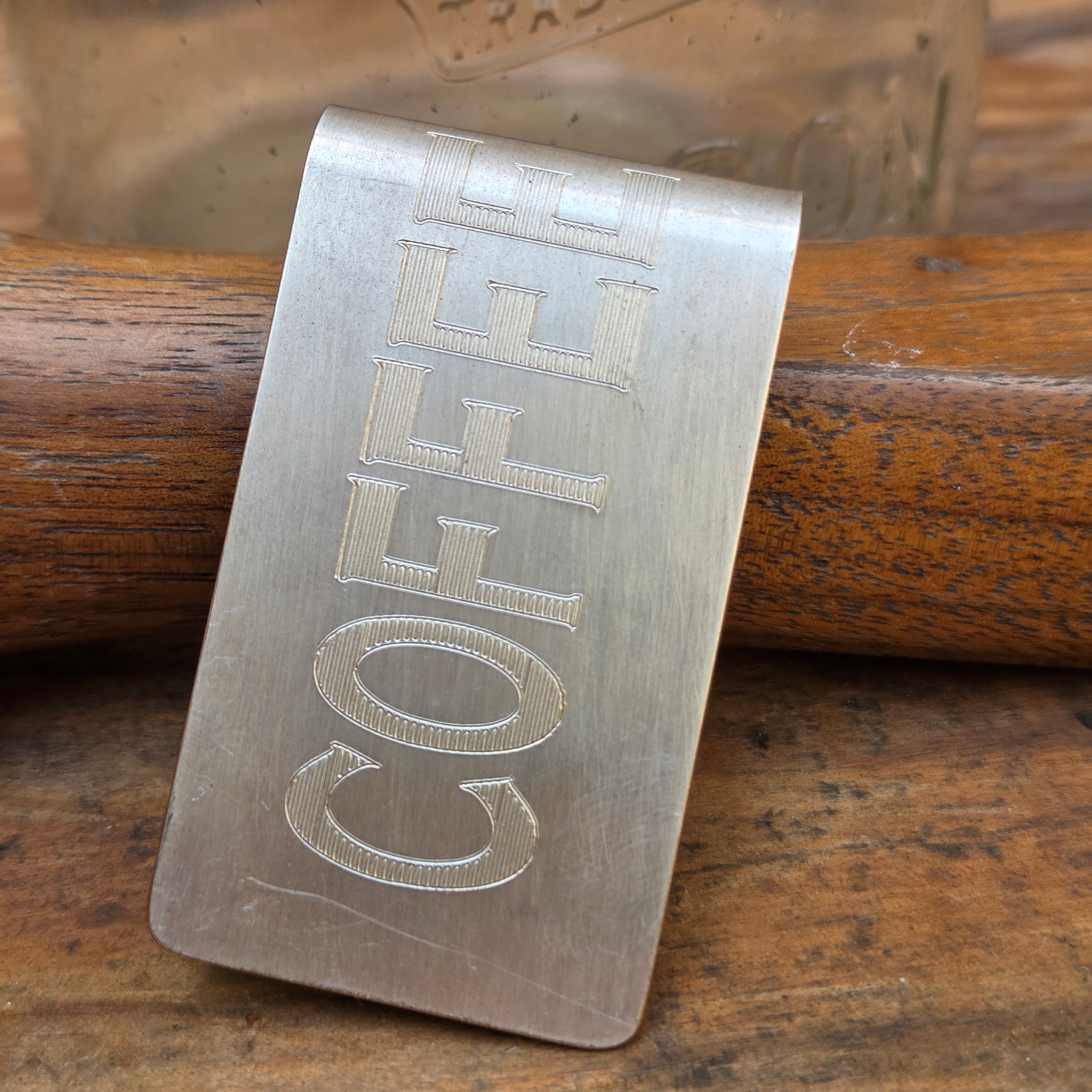 Antique Machine Plate Moneyclip - COFFEE